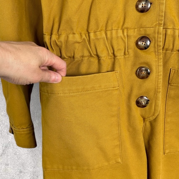 Sezane Michel Jumpsuit Ochre Yellow Size 36 French US 4 Utility Boiler Organic - Picture 7 of 16